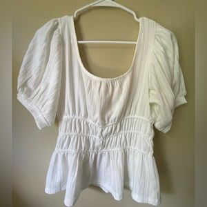 White Anthropologie Puff Sleeve Blouse